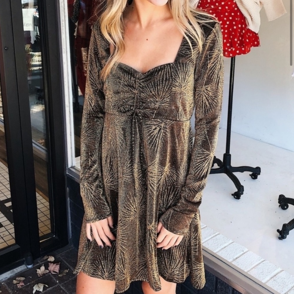SHOW ME YOUR MUMU Dominique Gold Dress